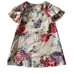 Zara Girls Pink Floral Puff Sleeve Dress A-line Size 5 Short